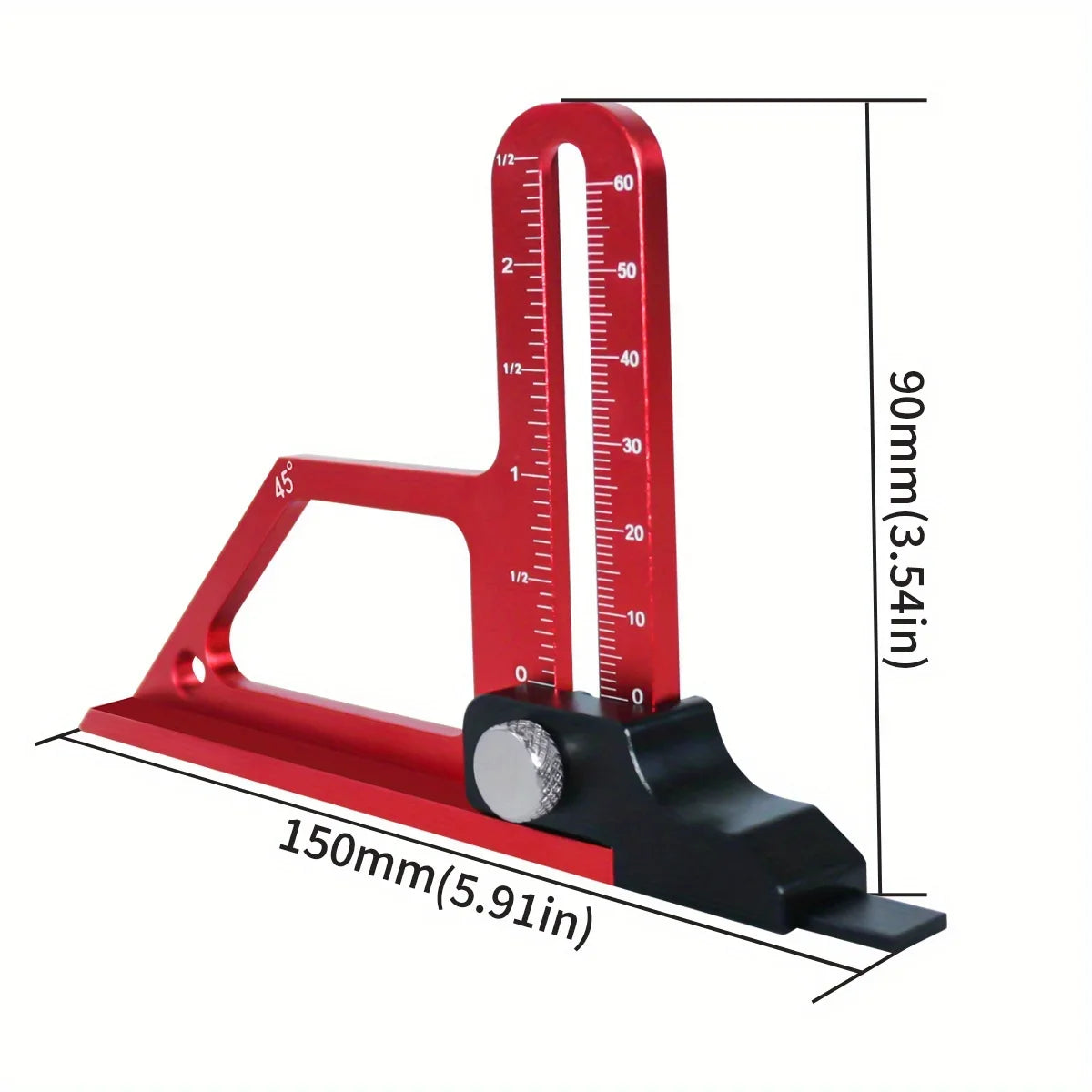 Adjustable Aluminum Depth Gauge 0ā60mm ā Metric & Inch Scale for Table Saw Blade & Router Bit Height Setup