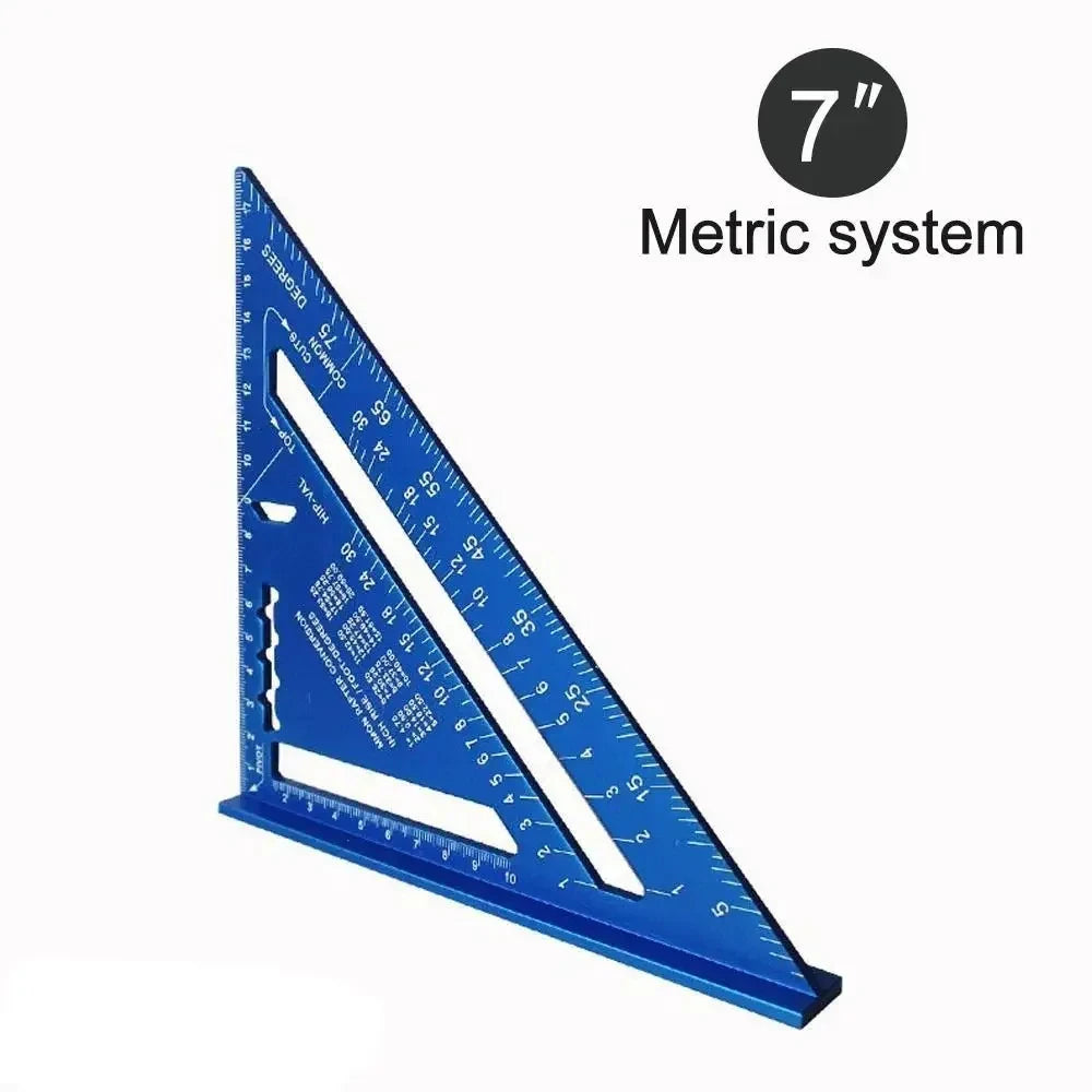 7-Inch Triangle Ruler – Aluminum Alloy Speed Square | Metric & Imperial Markings | Woodworking Angle Tool