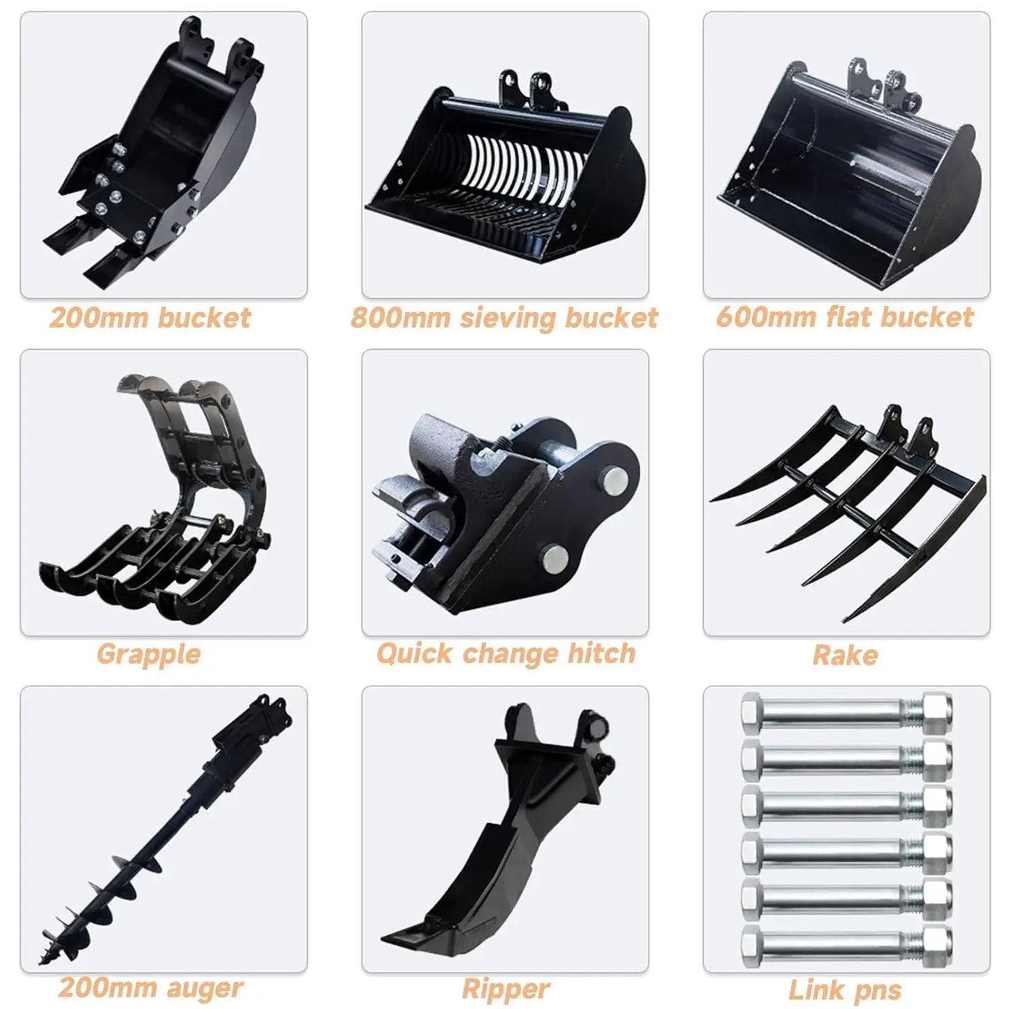 MS10H 1 Ton Mini Excavator with 8 Attachments | Crawler Digger – USA Stock