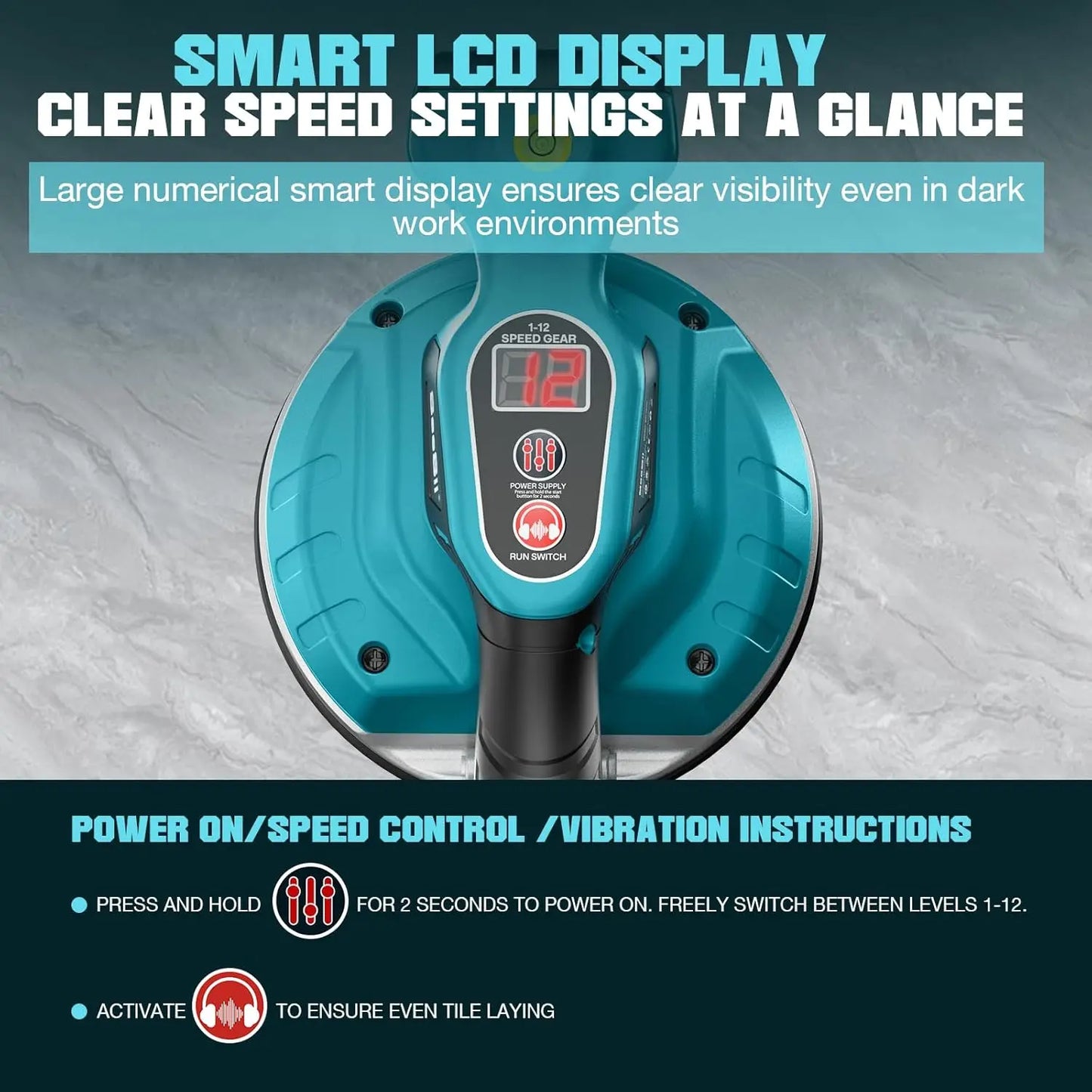 Machine Cordless Tile Vibration Leveling Seesii KP-160B – 12-Speed Adjustable with 160mm Suction & Dual Batteries (120LB Max Suction)