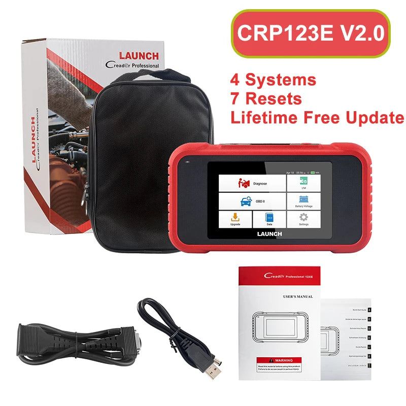 LAUNCH X431 CRP123E V2.0 / CRP129E V2.0 OBD2 Diagnostic Scanner – ABS SRS Engine Transmission Tool with Lifetime Free Updates