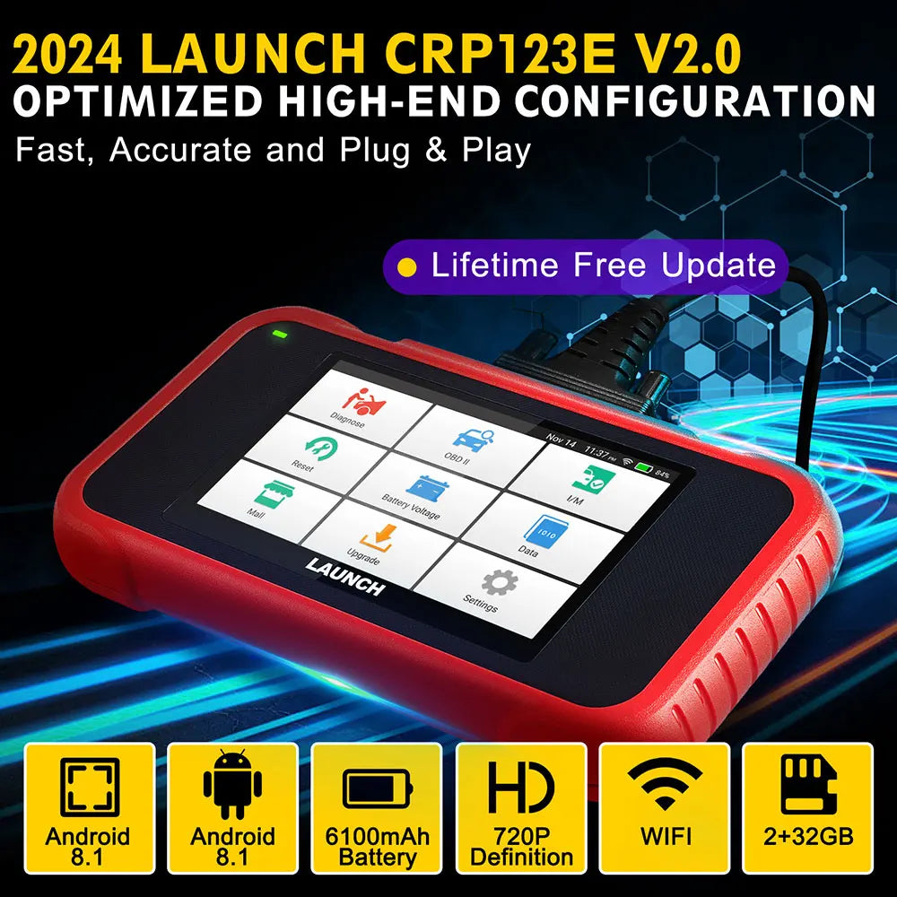 LAUNCH X431 CRP123E V2.0 / CRP129E V2.0 OBD2 Diagnostic Scanner – ABS SRS Engine Transmission Tool with Lifetime Free Updates
