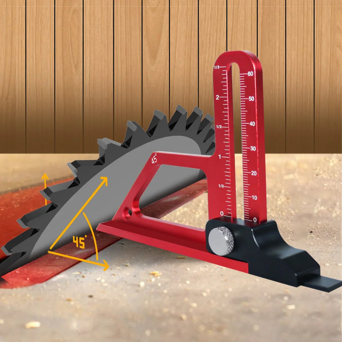 Adjustable Aluminum Depth Gauge 0ā60mm ā Metric & Inch Scale for Table Saw Blade & Router Bit Height Setup