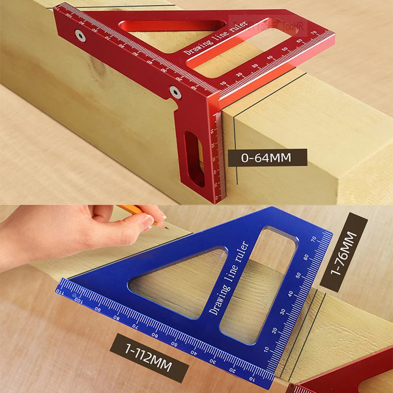 Woodworking Square Protractor – High Precision Aluminum Alloy Triangle Ruler for Carpenters & Engineers