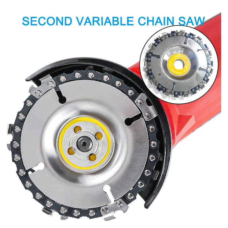 4-Inch 22-Tooth Chain Disc for Angle Grinder – Wood Carving, Slotting & Cutting Saw Blade Tool (16mm Bore)