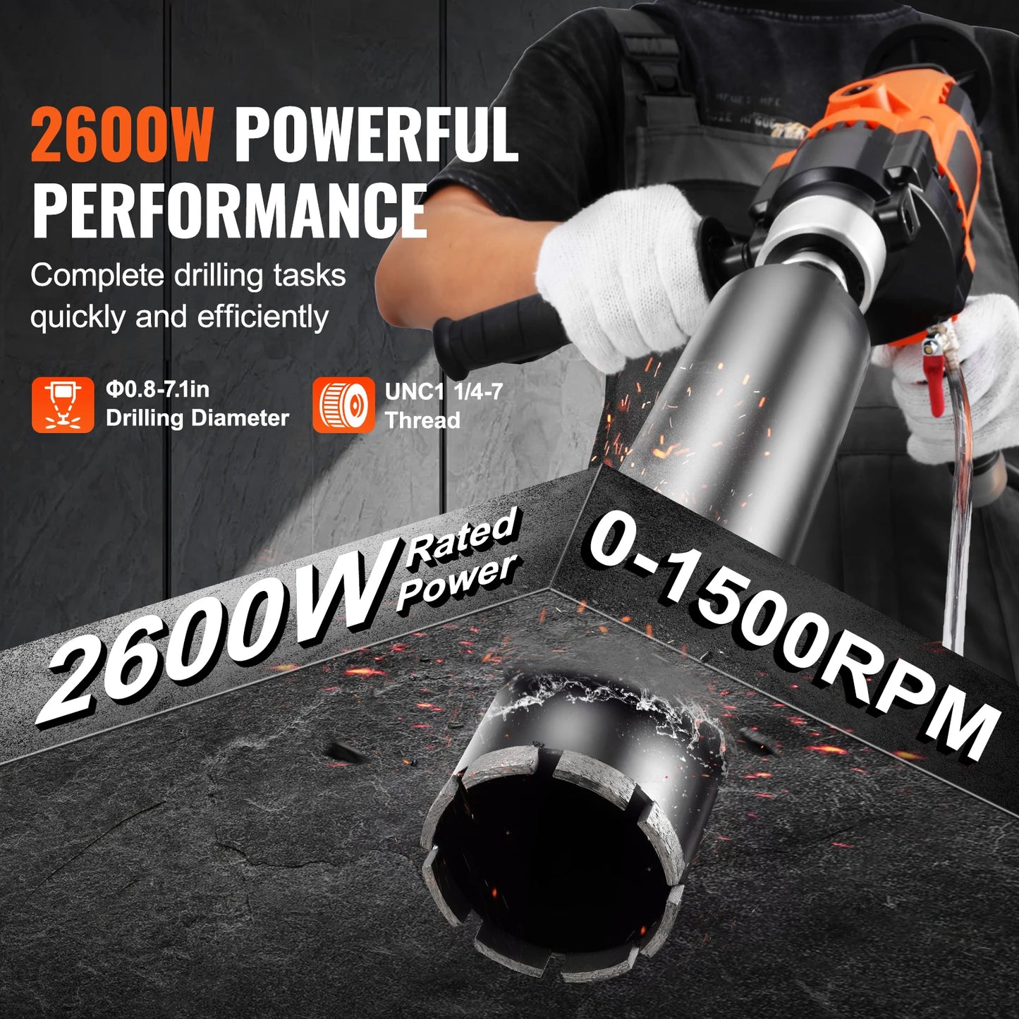 Handheld Diamond Core Drill Machine – Wet & Dry Concrete Drilling 2000W/2600W