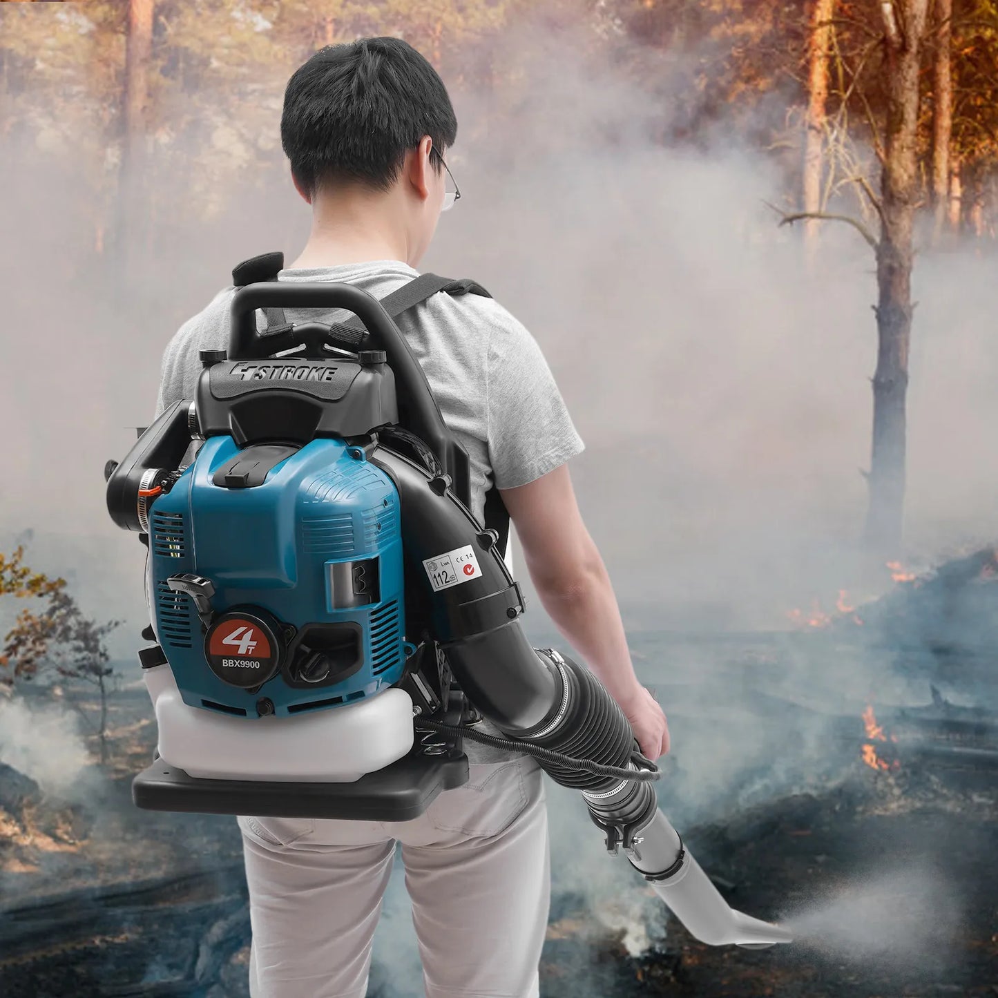 75.6CC 4 Stroke Backpack Leaf Blower 2.6KW Gasoline Powered Engine Lawn Blower Cordless Snow Dust Blowing Cleaning Tool 7000Rpm
