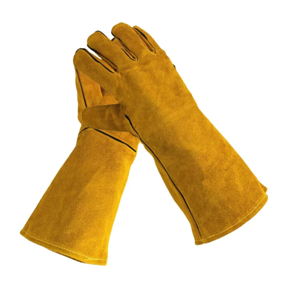 Cowhide Welding Gloves – Flame-Retardant, Heat-Resistant Safety Work Gloves for Metalwork, Soldering, Construction