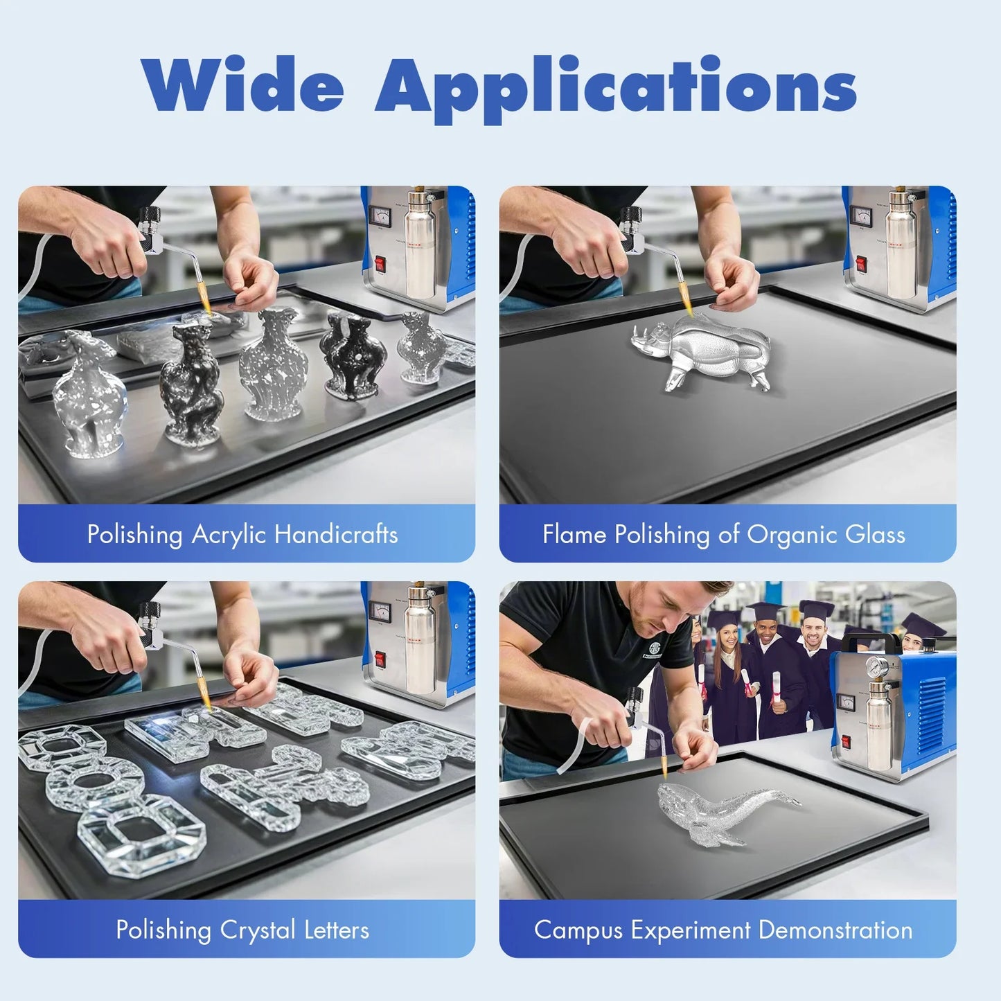 220V Hydrogen Oxygen Flame Polisher – H160/H180 75L/95L Acrylic Water Welder with Flame Gun