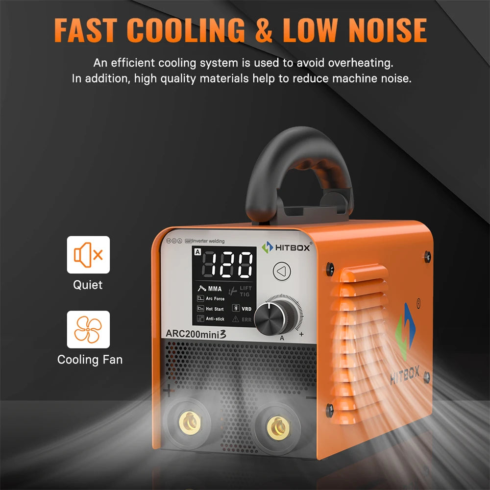 HITBOX ARC-200 Mini Inverter Welder 2-in-1 MMA/LIFT TIG 110V–220V Portable Digital IGBT