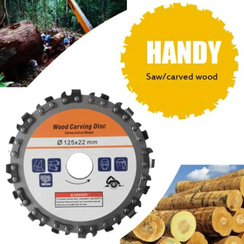 125mm x 22mm 16-Tooth Wood Carving Grinding Disc ā Chainsaw Cutting Blade for 5" Angle Grinder