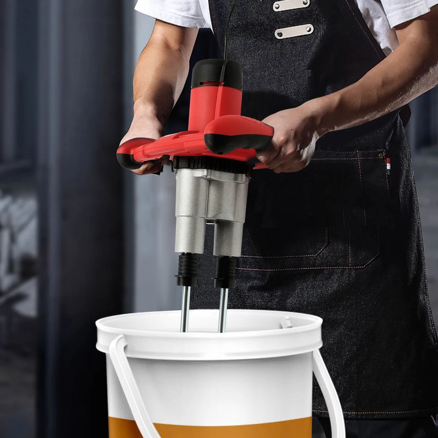2800W Handheld Paint & Mortar Mixer – 2-Gear Corded Electric Concrete Stirrer with 6-Speed Control (Red/Green, 110V/220V)