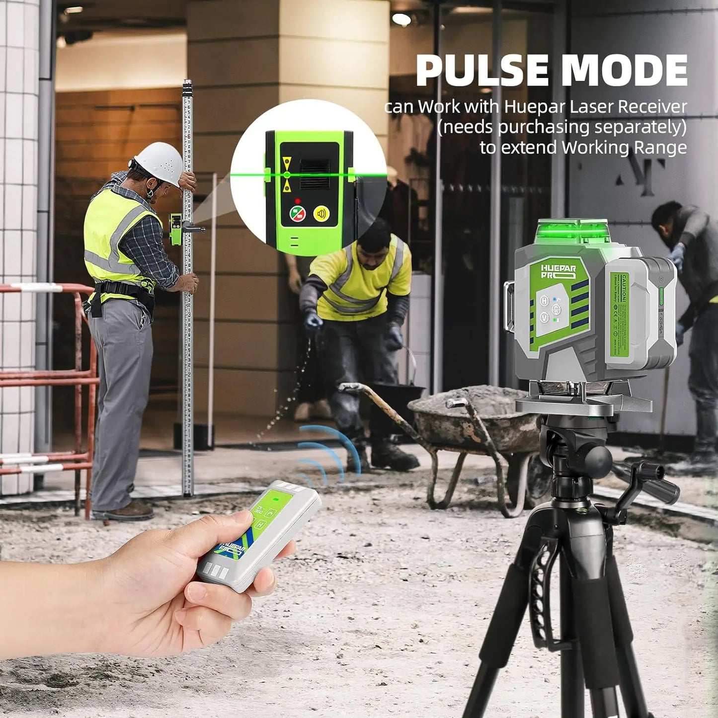 Huepar ZK04CG 4D Laser Level Set – ±2mm/10m Accuracy, Self-Leveling Cross Line Tool with Tripod, Receiver & Rangefinder
