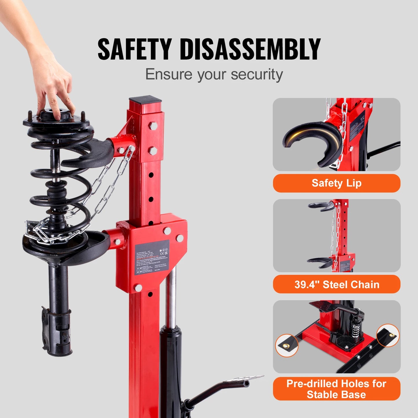 4.5 Ton Hydraulic Strut Spring Compressor β 9920LBS Auto Coil Spring Compressor Tool with Safety Chain & Jack for Cars, SUVs, Pickups