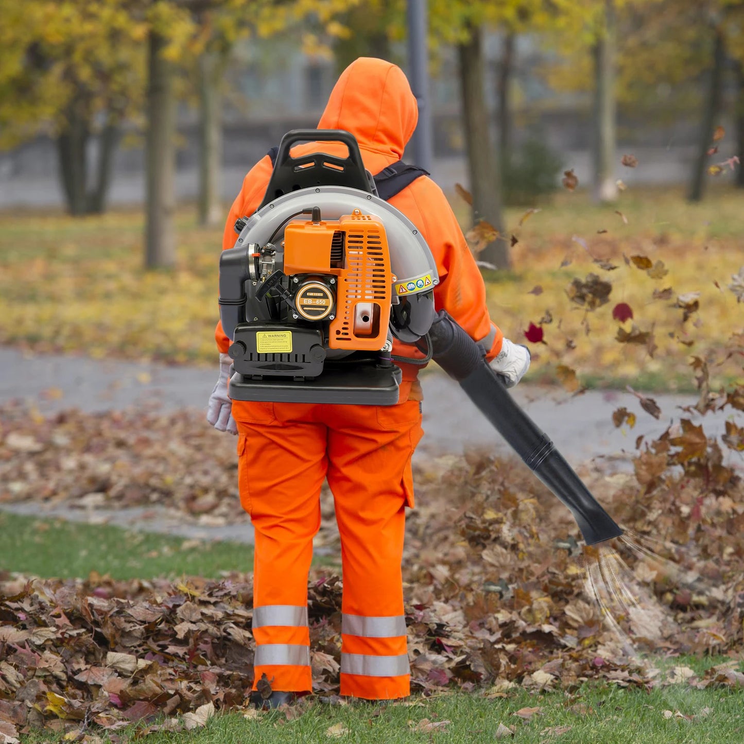 Backpack Leaf Blower 6800r/min Powerful Blowing 63CC 2 Stroke Gas Powered Leaf Blower Portable Air Blower For Street Cleaning