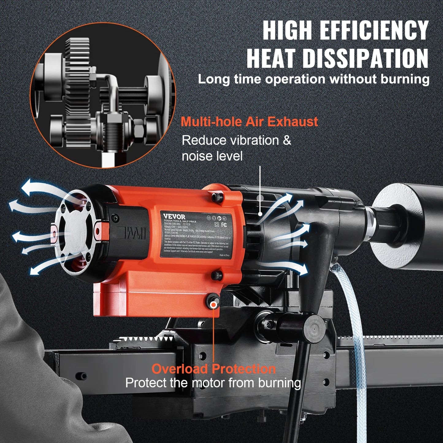 3200W Diamond Core Drill Machine with Stand | Wet & Dry Concrete Core Drill Rig for Plumbing, HVAC & Construction