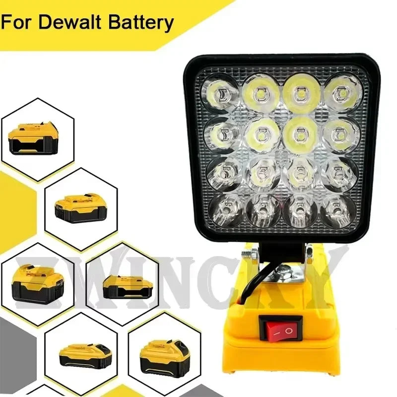 3" Cordless LED Work Light for DeWalt 14.4V–20V Batteries – 54W Portable Spotlight