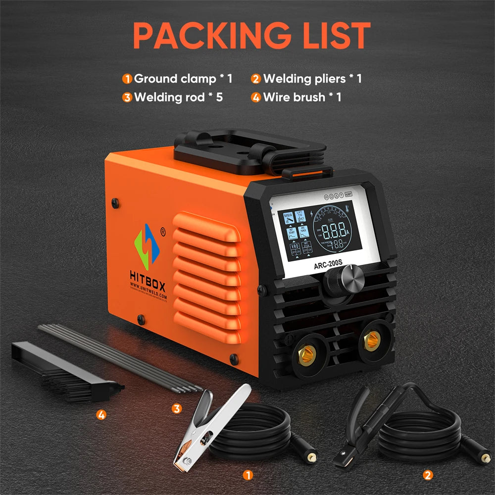 HITBOX ARC200S 2-in-1 Mini Welder | ARC MMA + LIFT TIG 200A 220V