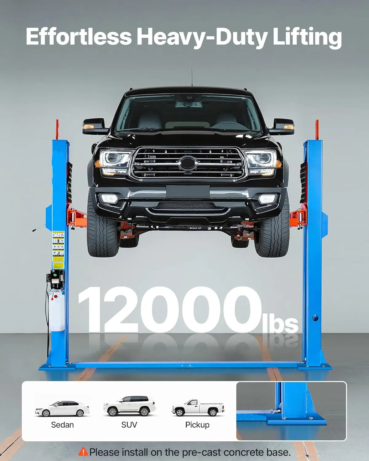 2 Post Lift, 12000 lbs Capacity, 220V 2.95 HP Powerful Motor, Two Post Car Lift Auto Hoist for Sedan SUV Pickup, Autom