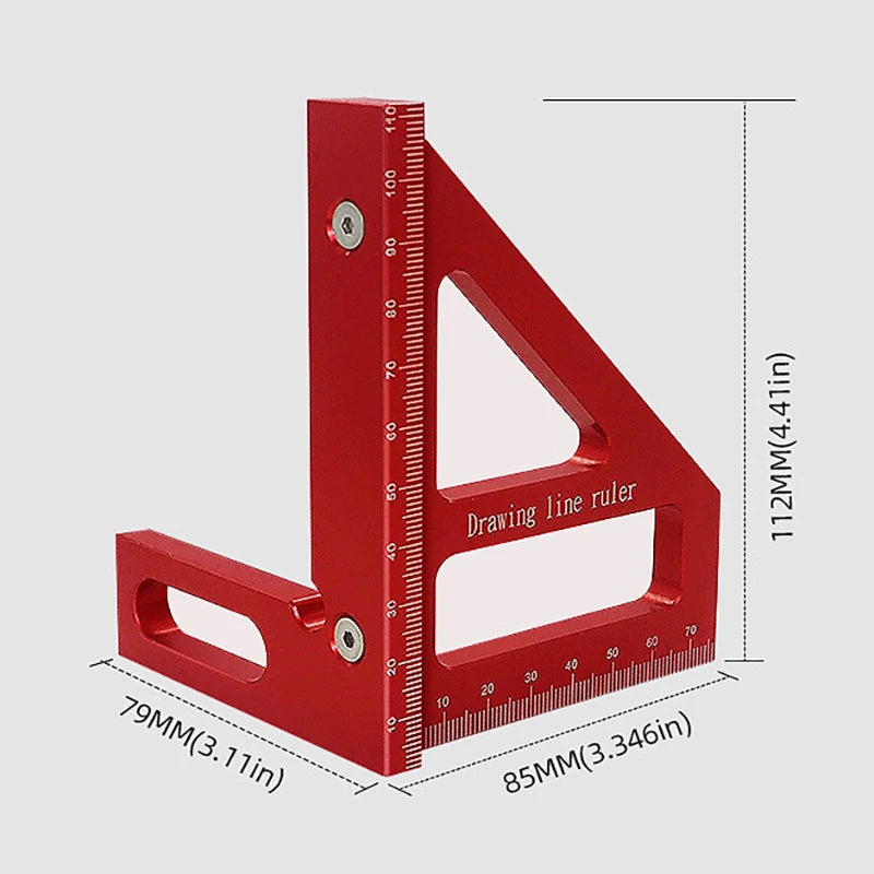 Woodworking Square Protractor – High Precision Aluminum Alloy Triangle Ruler for Carpenters & Engineers