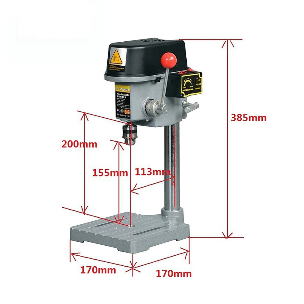Mini Benchtop Drill Press 340W – High-Speed 3-Speed Desktop Drilling Machine (1–10mm Chuck)