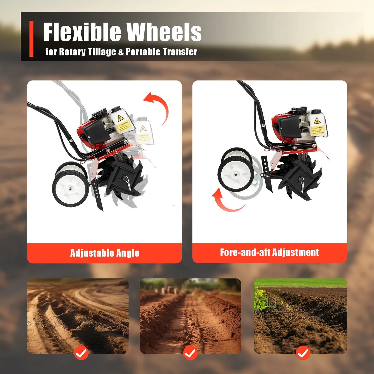 52CC Gas-Powered Garden Tiller Cultivator – 1700W Rototiller with 4 Blades
