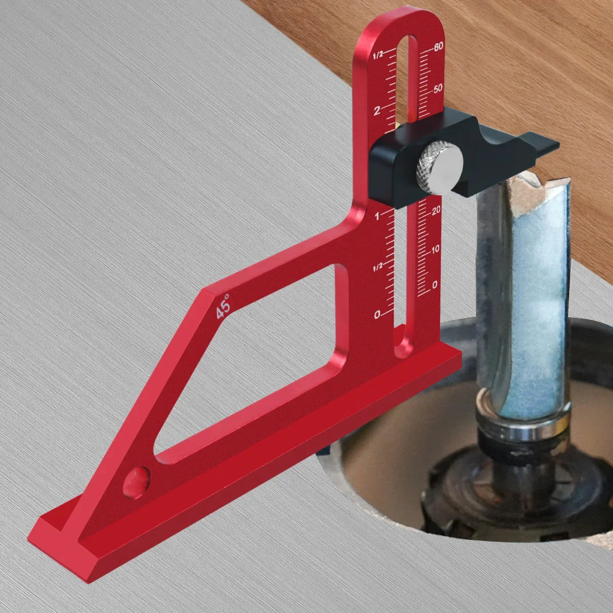 Adjustable Aluminum Depth Gauge 0ā60mm ā Metric & Inch Scale for Table Saw Blade & Router Bit Height Setup