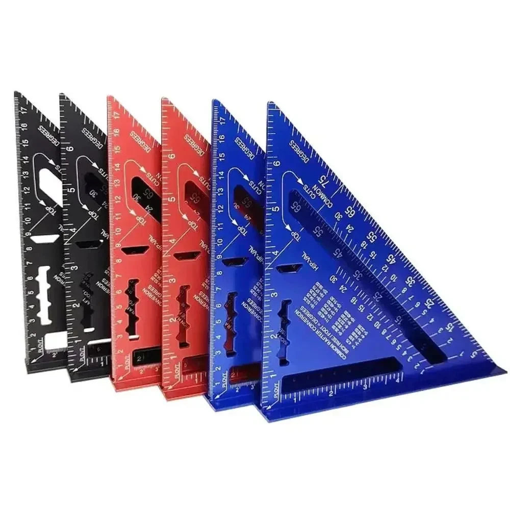 7-Inch Triangle Ruler – Aluminum Alloy Speed Square | Metric & Imperial Markings | Woodworking Angle Tool