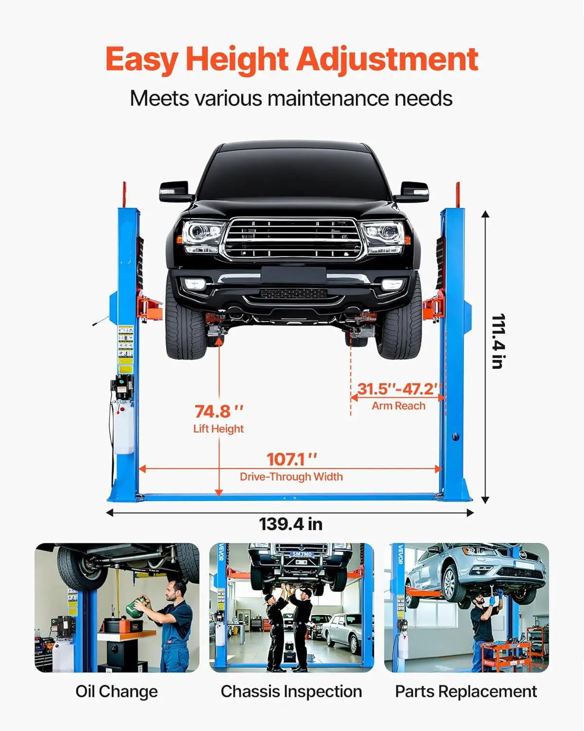 2 Post Lift, 12000 lbs Capacity, 220V 2.95 HP Powerful Motor, Two Post Car Lift Auto Hoist for Sedan SUV Pickup, Autom