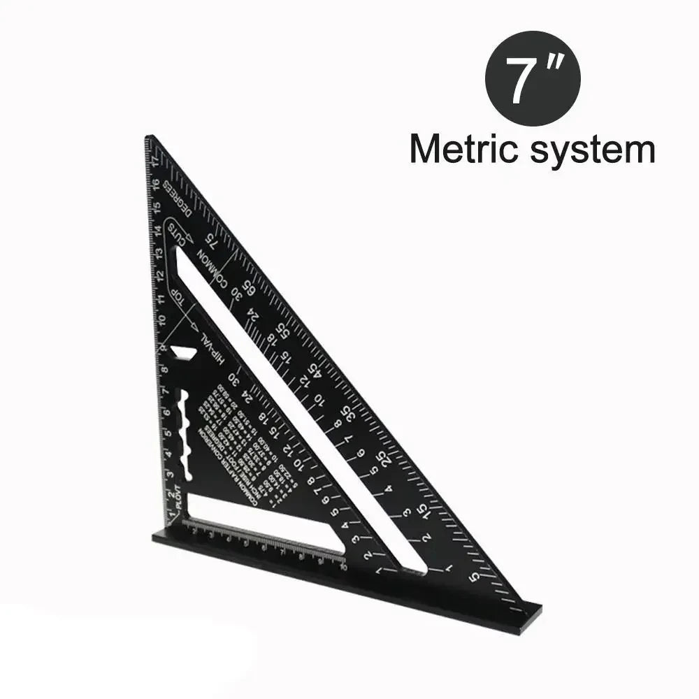 7-Inch Triangle Ruler – Aluminum Alloy Speed Square | Metric & Imperial Markings | Woodworking Angle Tool