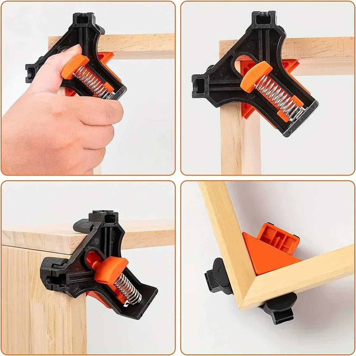 2pcs 90° Corner Clamps – Quick Adjustable Spring-Loaded Clamps for Woodworking, Cabinets & Frame Assembly