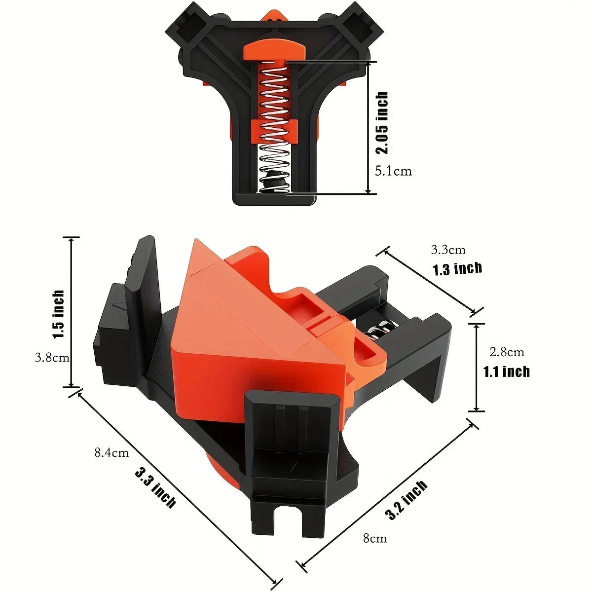 2pcs 90° Corner Clamps – Quick Adjustable Spring-Loaded Clamps for Woodworking, Cabinets & Frame Assembly