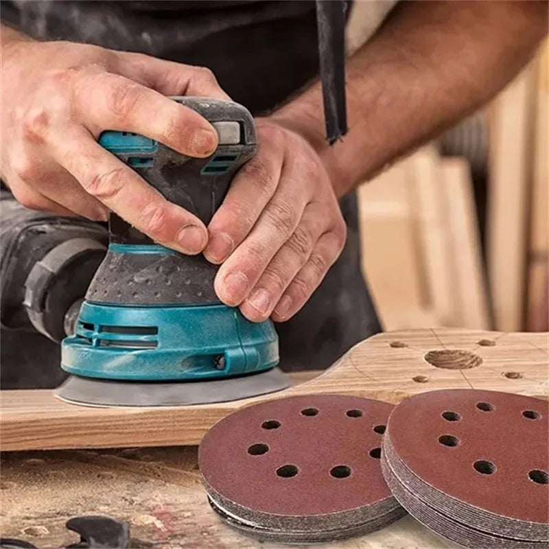 125mm 8-Hole Sanding Discs for Wood & Metal – 40 to 2000 Grit | Abrasive Polishing Grinding Pads
