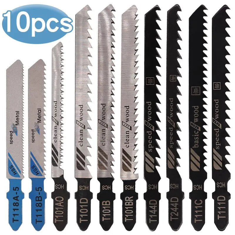 10PCS Electric Jig Saw Blades for Wood, Metal, Plastic ā Fine & Coarse Teeth | Anti-Collapse Design