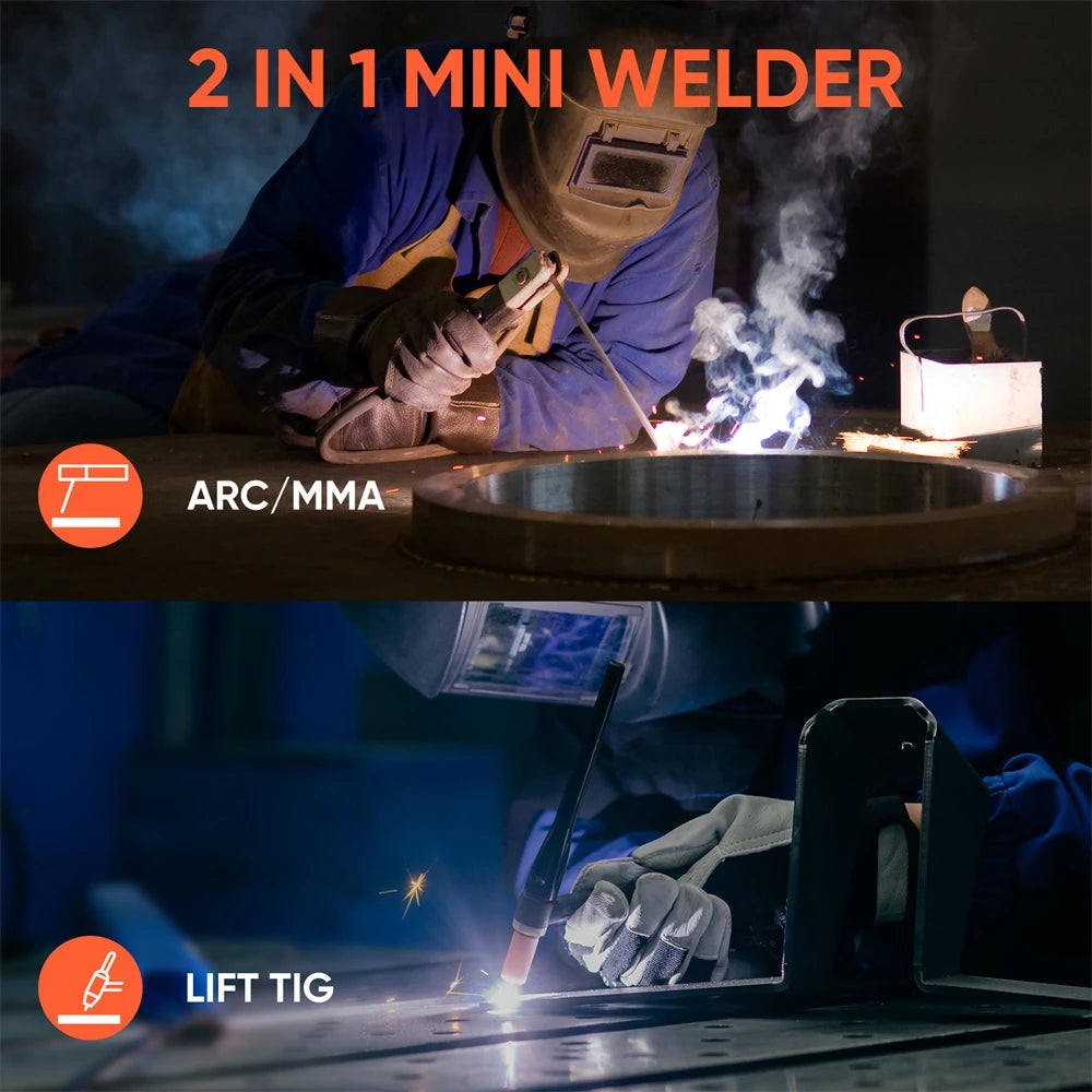 HITBOX ARC200S 2-in-1 Mini Welder | ARC MMA + LIFT TIG 200A 220V