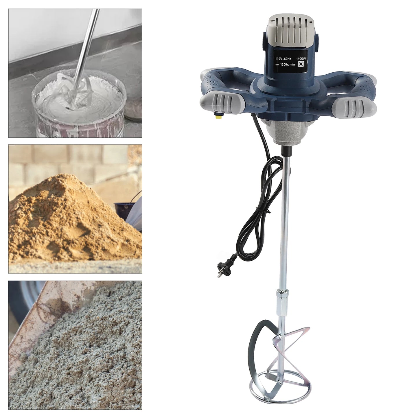 1400W Handheld Electric Cement Mixer – 6-Speed Plaster, Mortar, Paint & Grout Stirrer