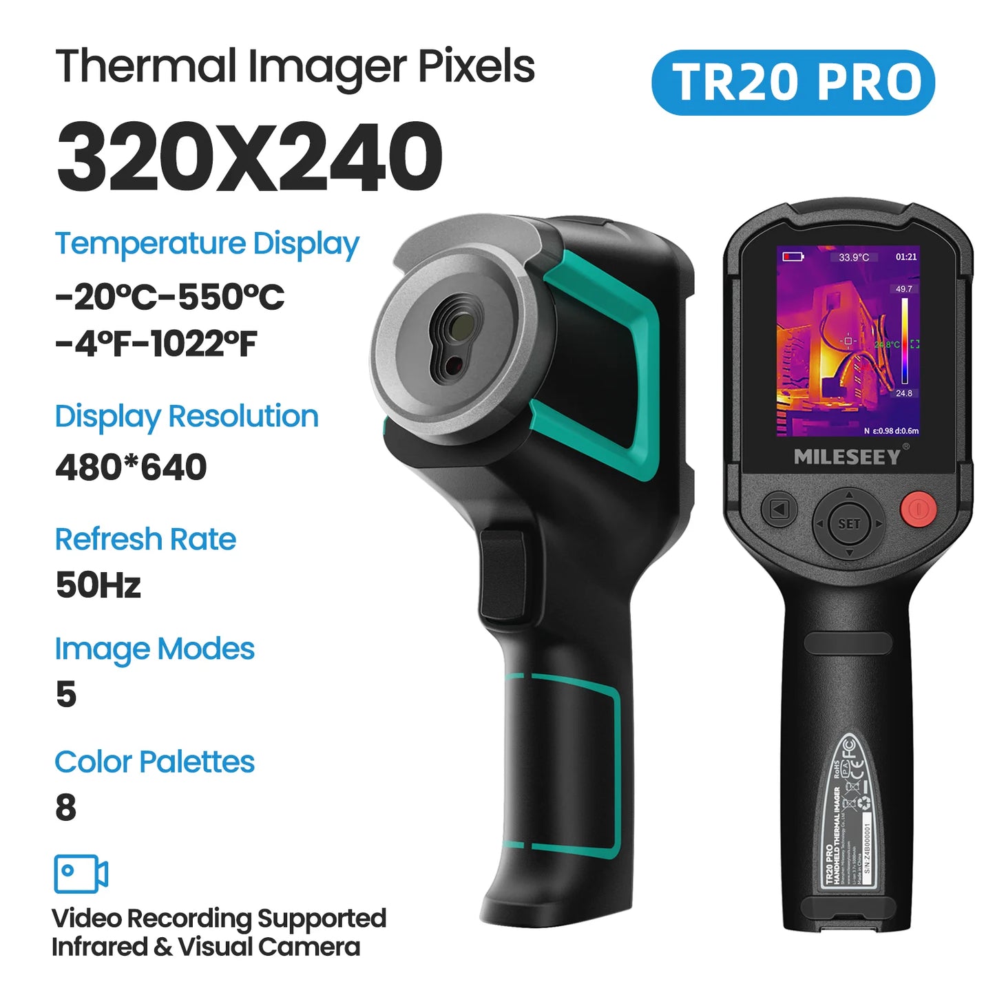 TR256E /B Thermal Imager 256X192 Thermal Imaging Camera Infrared Temperature Meter For Repair, PCB, Pipeline Detection