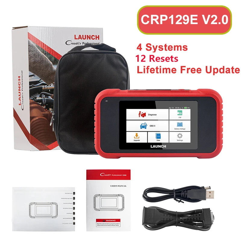 LAUNCH X431 CRP123E V2.0 / CRP129E V2.0 OBD2 Diagnostic Scanner – ABS SRS Engine Transmission Tool with Lifetime Free Updates