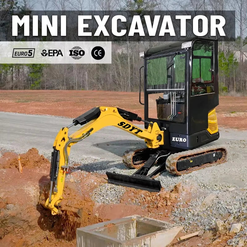 1.2 Ton Mini Excavator with EPA Euro 5 Engine | Small Orchard Digger | Customizable Color & Features | Factory Price