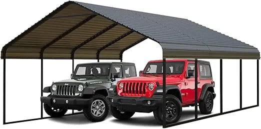 20x20 FT Heavy Duty Metal Carport with Galvanized Steel Roof & Frame - All-Weather Portable Garage Shelter for 2 Cars, Safe Boat