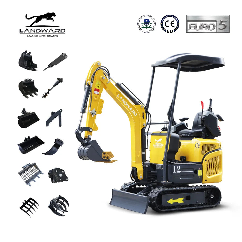 XT12 Pro Mini Excavator – 1200kg Hydraulic Crawler, 1.2 Ton Kubota/Koop Engine, EPA & CE Certified, Compact Digger