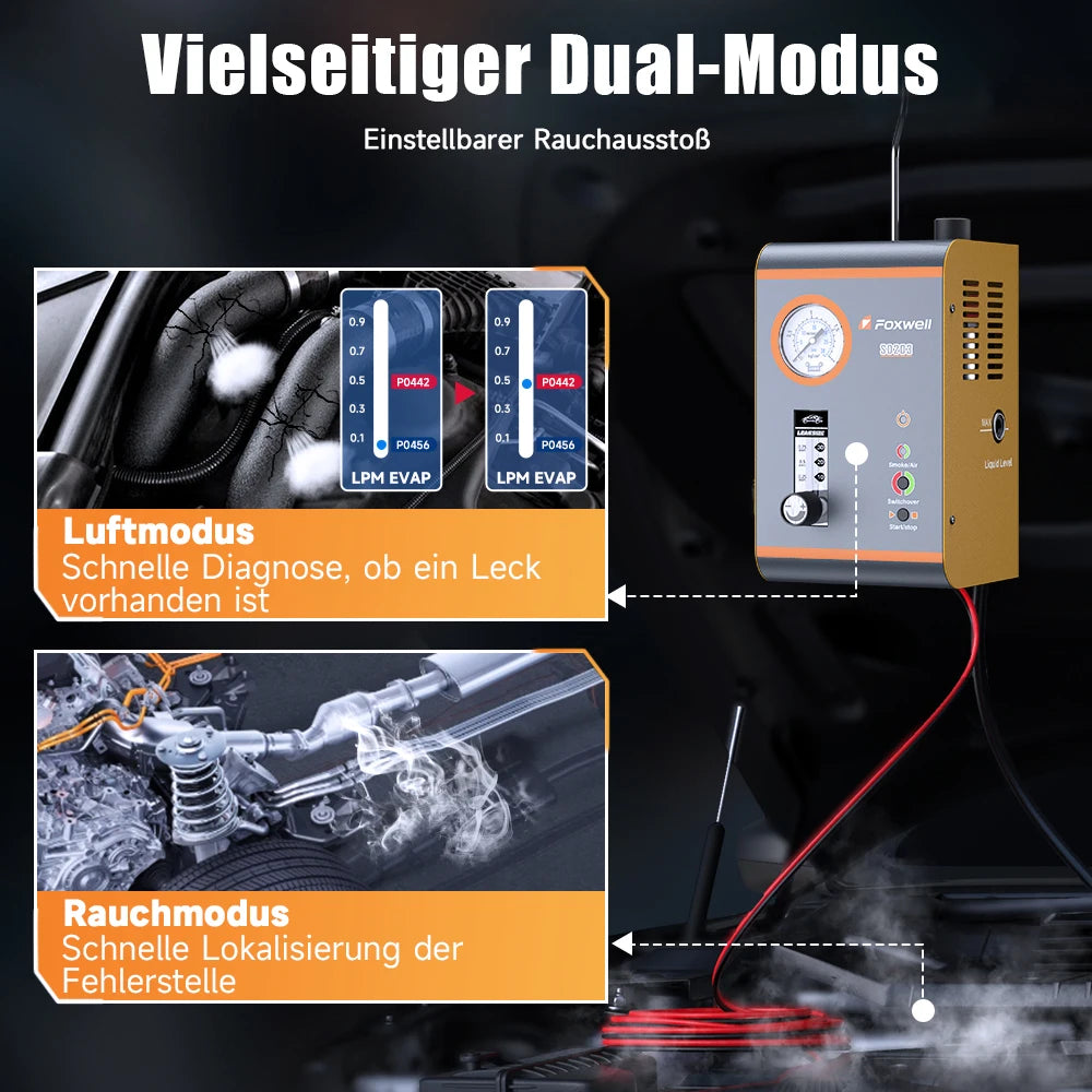 Automotive Smoke Machine 12V Built-in Air Pump EVAP Vacuum Leak Detector Car Pipe Leakage Diagnostic Tester 2025 FOXWELL SD203