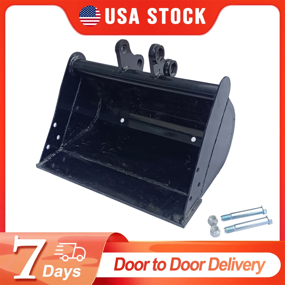500mm Flat Bucket Attachment (No Tooth) for 1 Ton Mini Excavator โ USA Stock | 25mm Pin, 88mm Center, 90mm Span