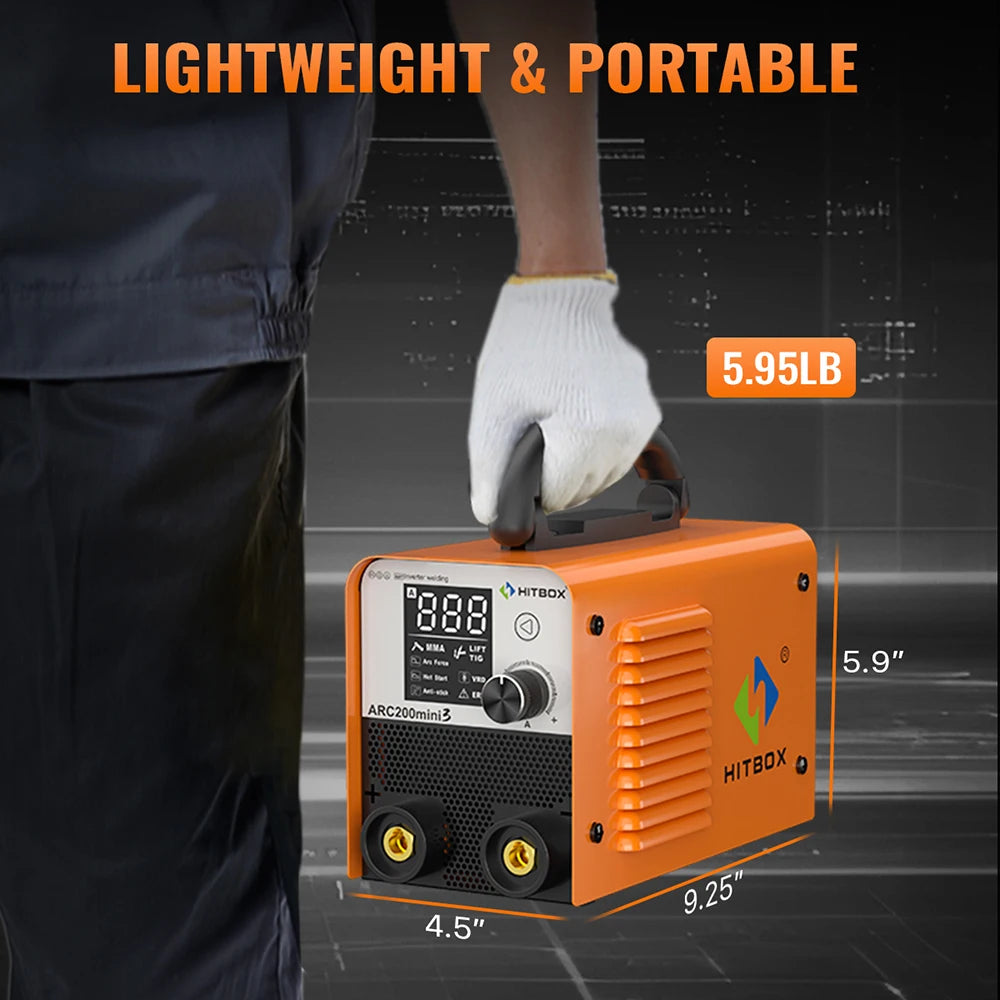 HITBOX ARC-200 Mini Inverter Welder 2-in-1 MMA/LIFT TIG 110V–220V Portable Digital IGBT