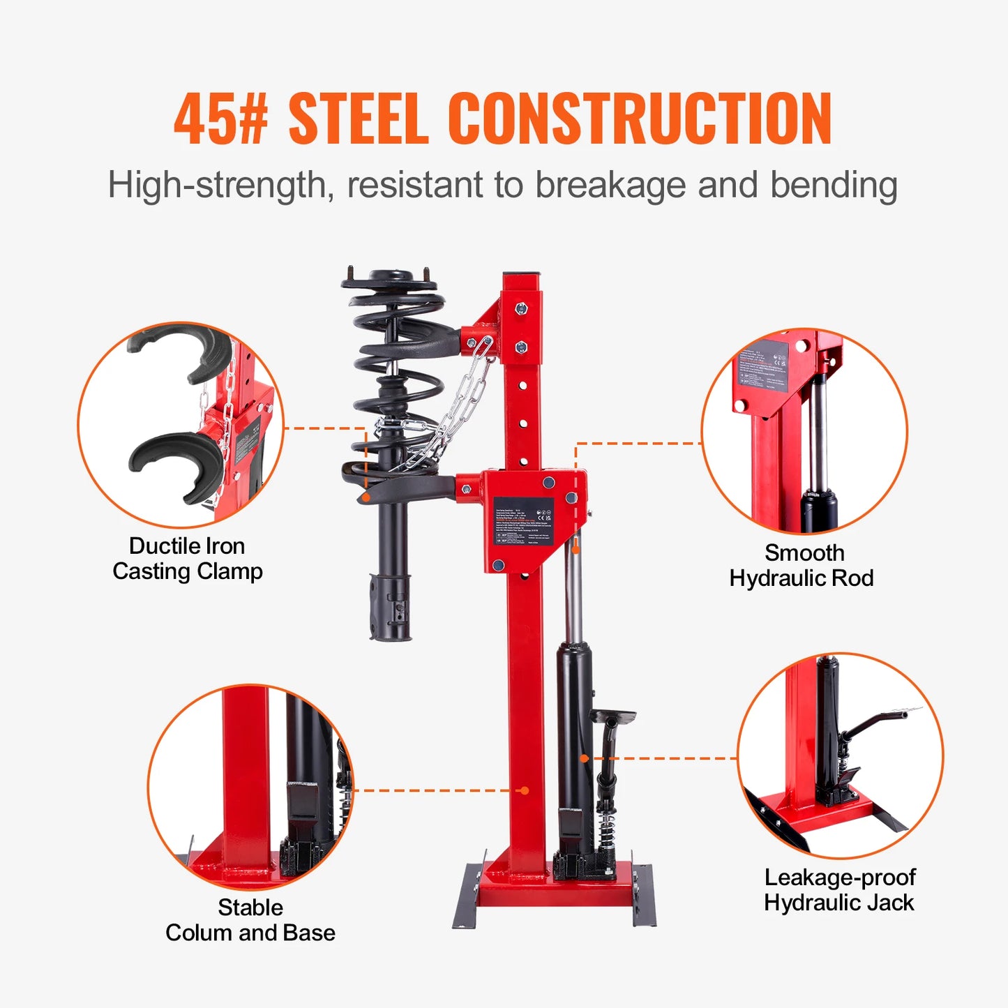 4.5 Ton Hydraulic Strut Spring Compressor β 9920LBS Auto Coil Spring Compressor Tool with Safety Chain & Jack for Cars, SUVs, Pickups