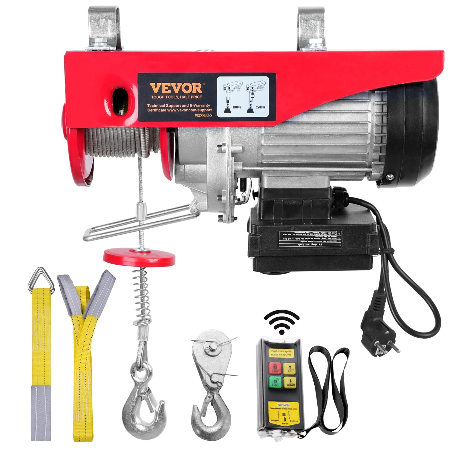 400–1000kg Electric Hoist Winch with Wired/Wireless Remote – 880–2200 lbs Lift Capacity for Garage, Boat, Car, Workshop