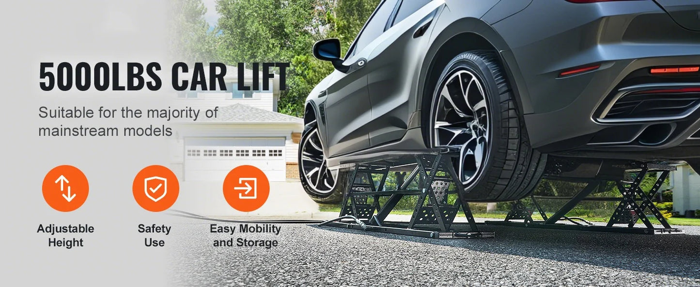 5000lb Portable Car Lift with Extended-Length Plates Carbon Steel Truck Lift with 120V Power Unit for Home Garage Shop