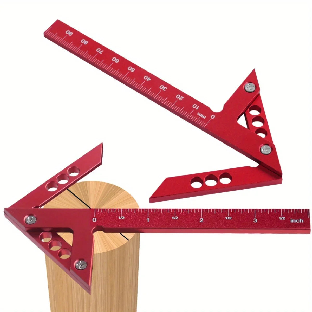 Center Finder Woodworking Square – 45°/90° Aluminum Scribe Gauge