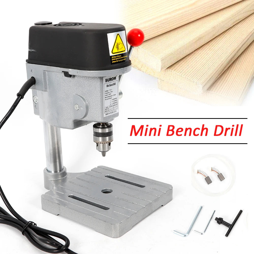 Mini Benchtop Drill Press 340W – High-Speed 3-Speed Desktop Drilling Machine (1–10mm Chuck)