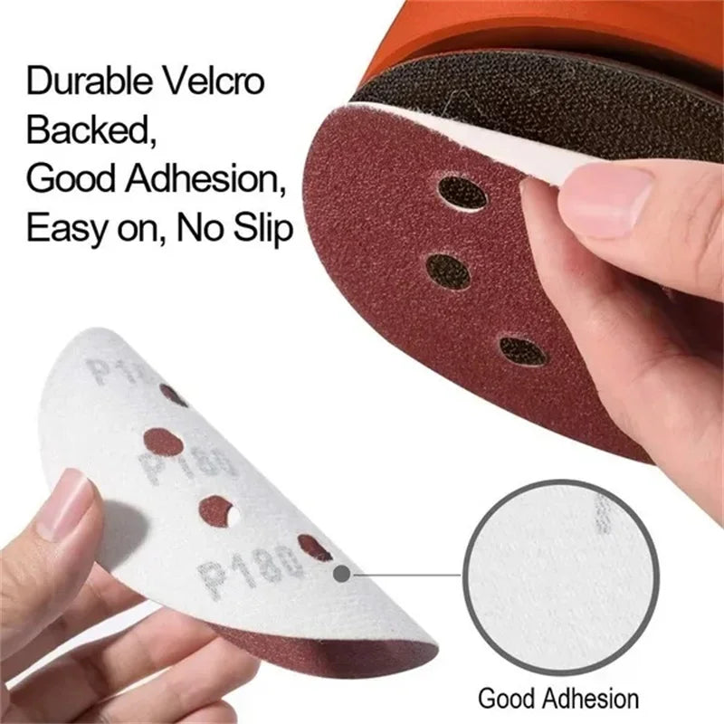 125mm 8-Hole Sanding Discs for Wood & Metal – 40 to 2000 Grit | Abrasive Polishing Grinding Pads